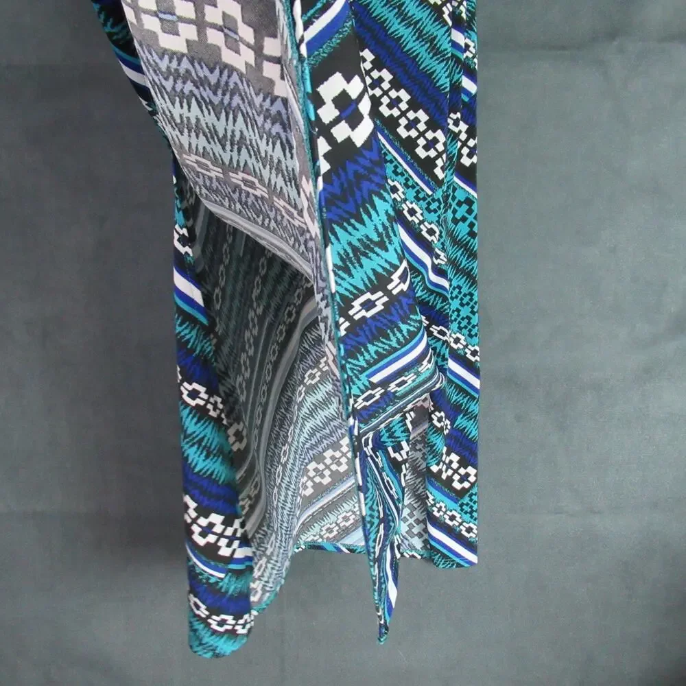 Rafaella Dress Womens Small Blue Geometric Sleeveless Maxi Resort Beachy Sexy